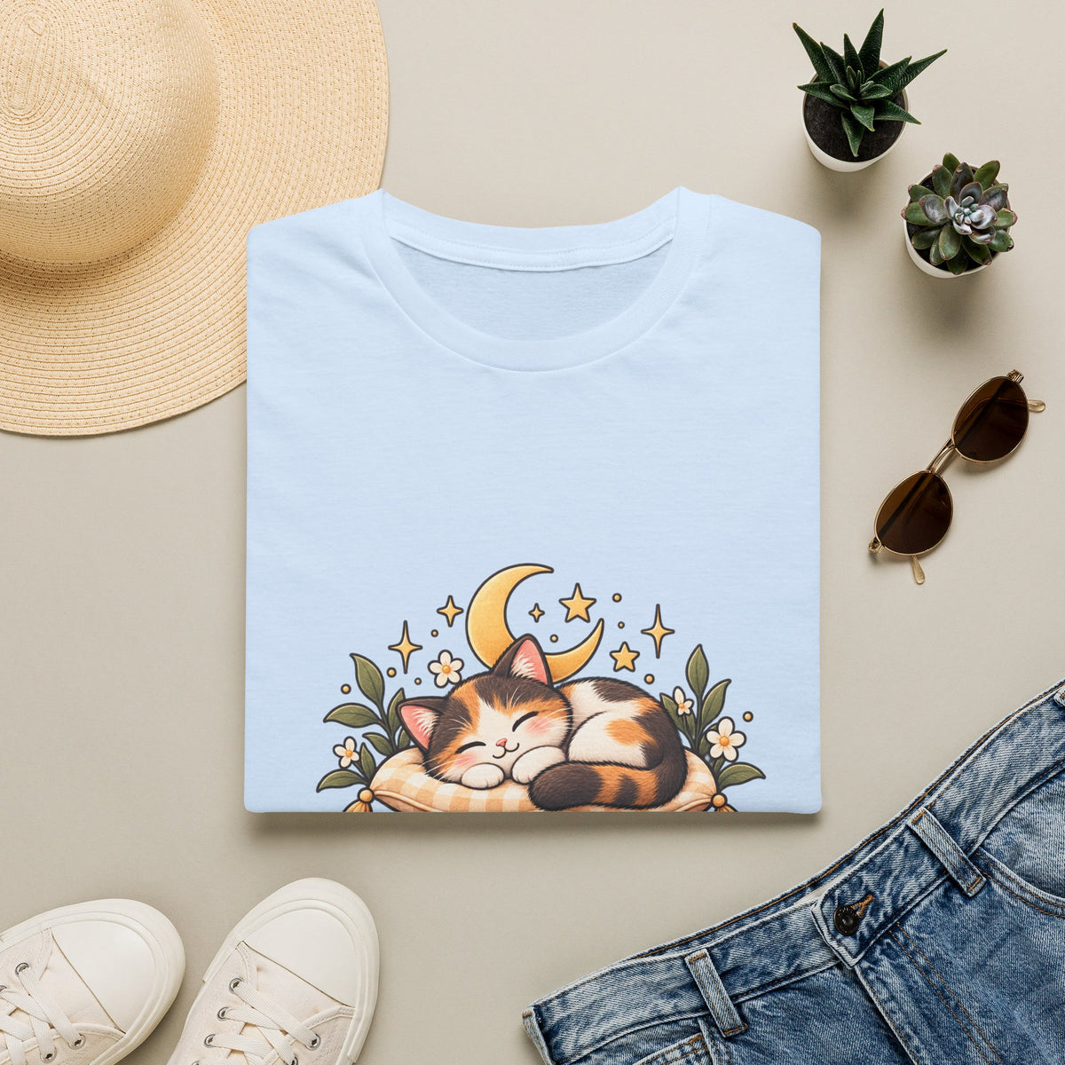 Cat Nap T-Shirt — Cute Sleeping Calico Cat Design