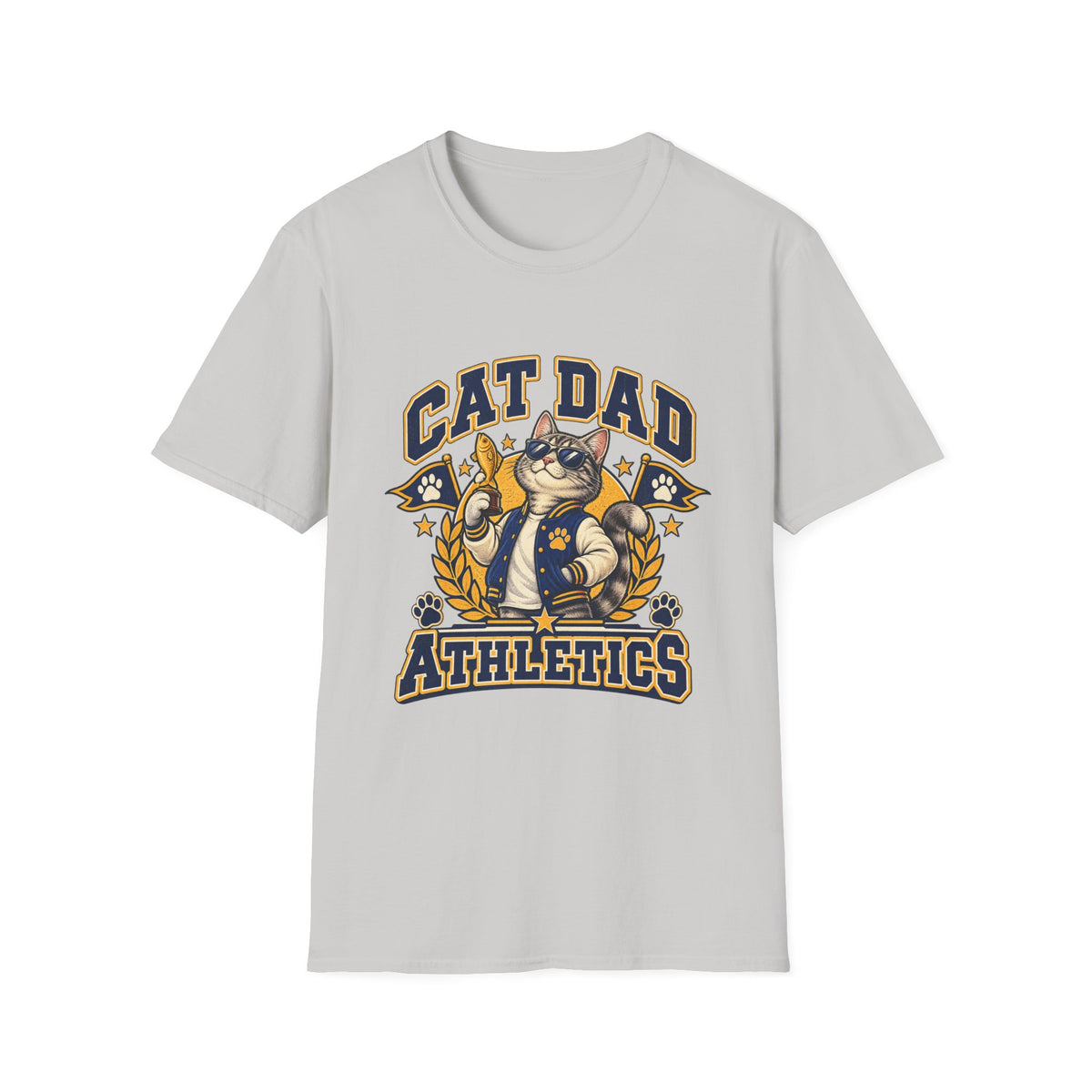 Cat Dad T-Shirt — Retro Athletic Cat Dad Graphic Tee