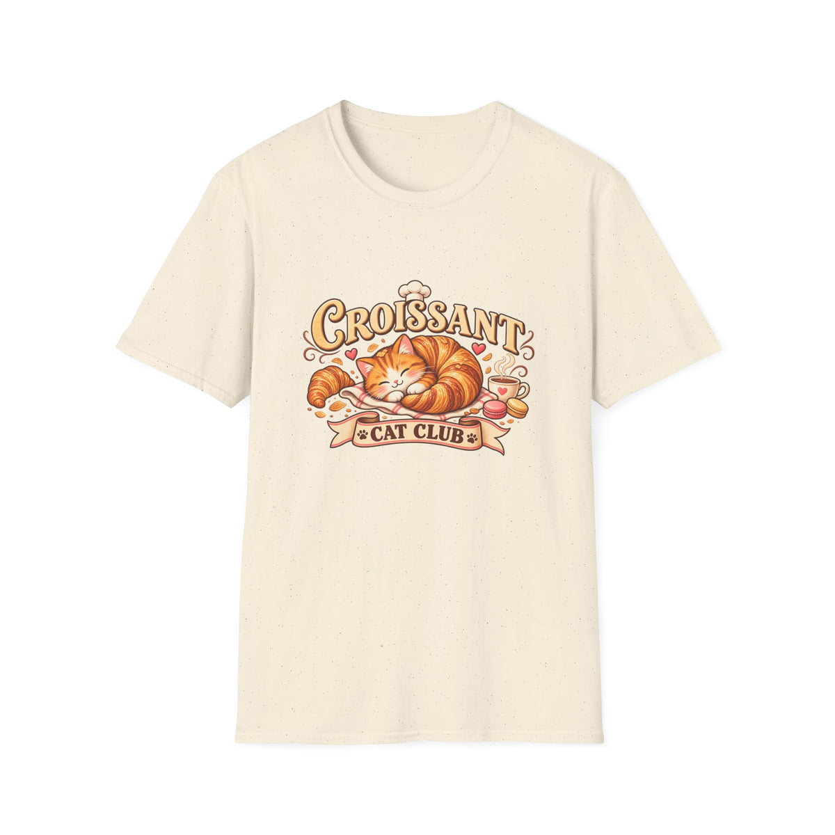Croissant Cat T-Shirt — Cute Sleeping Cat ‘Croissant Cat Club’ Graphic Tee