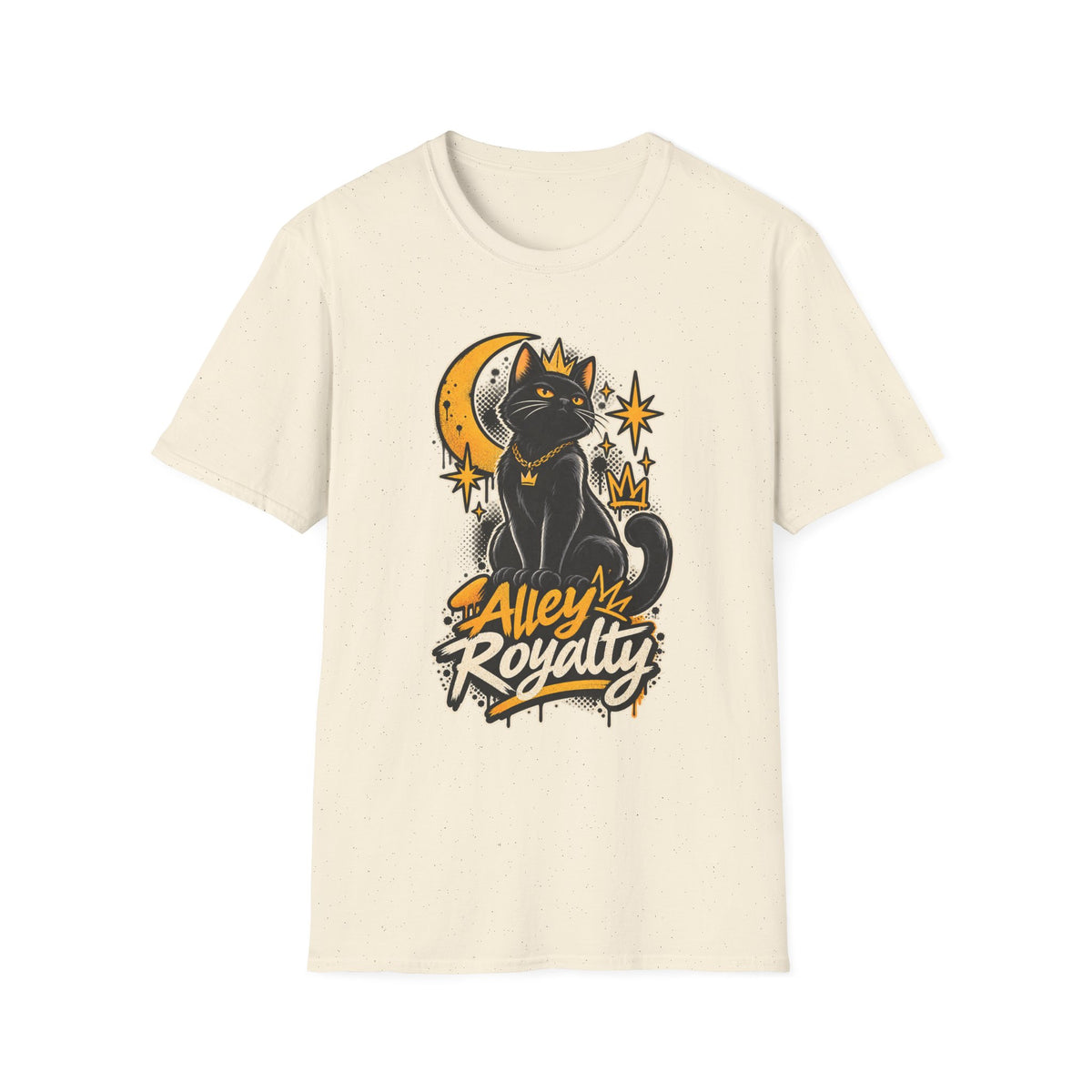 Alley Royalty T-Shirt — Black Cat Crown Moon Graphic Tee