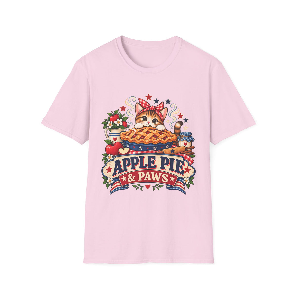 Apple Pie & Paws T-Shirt — Cute Cat Baking Graphic Tee