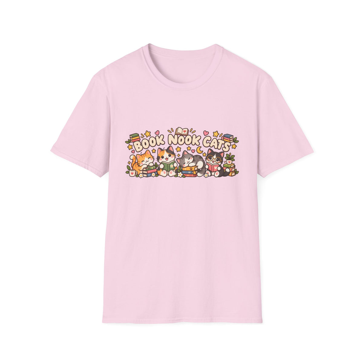 Book Nook Cats T-Shirt — Cute Reading Cat Graphic Tee for Book Lovers