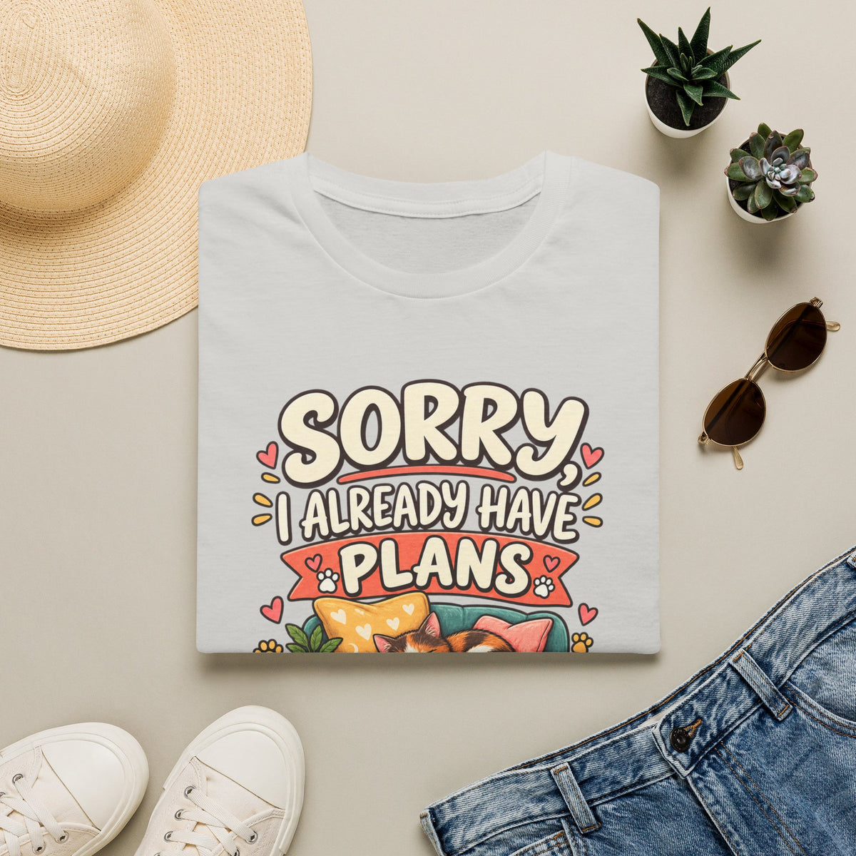 Sorry I Already Have Plans With My Cat T-Shirt — Cute Cat Lover Tee