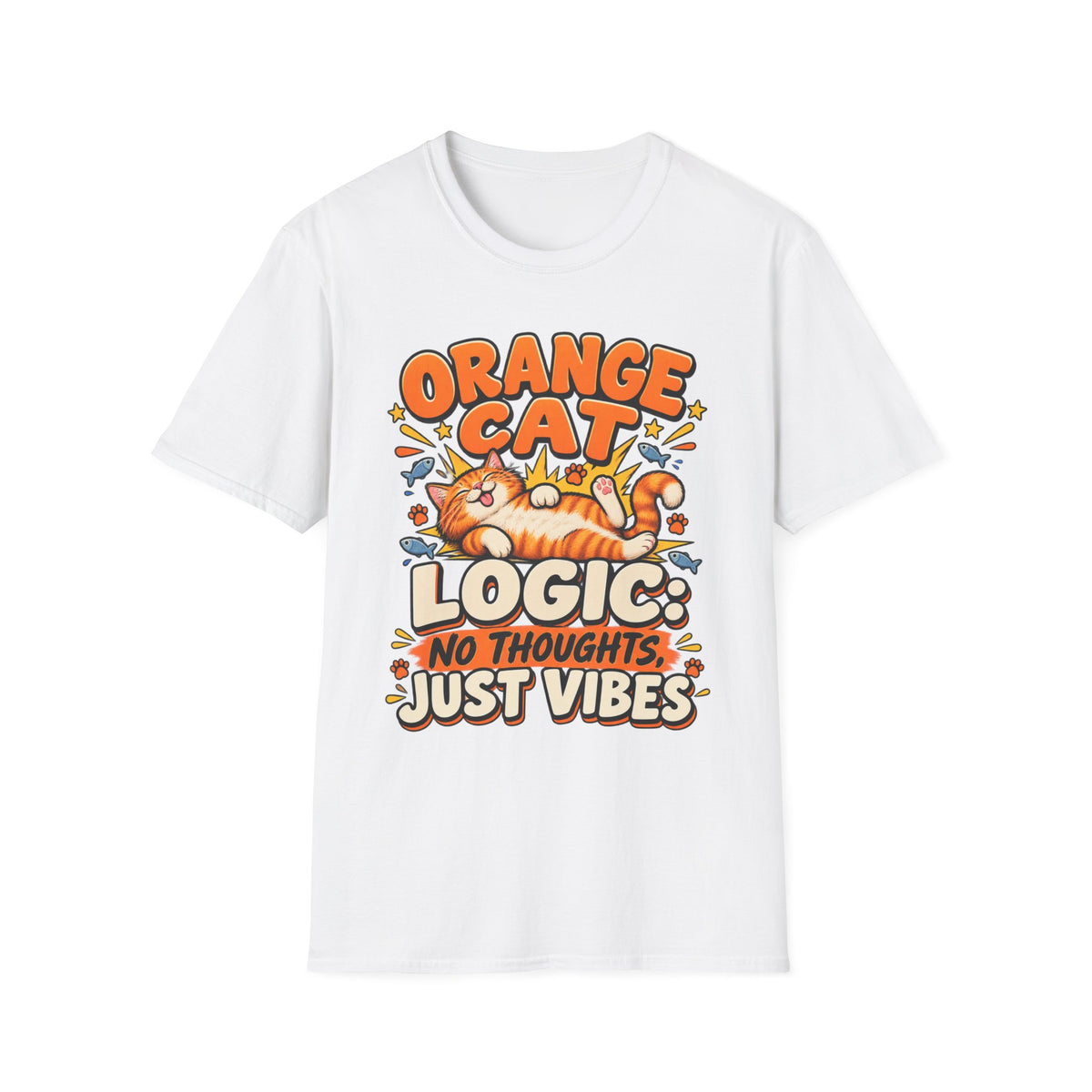 Orange Cat T‑Shirt — “Orange Cat Logic: No Thoughts, Just Vibes” Cute Retro Kitty Tee