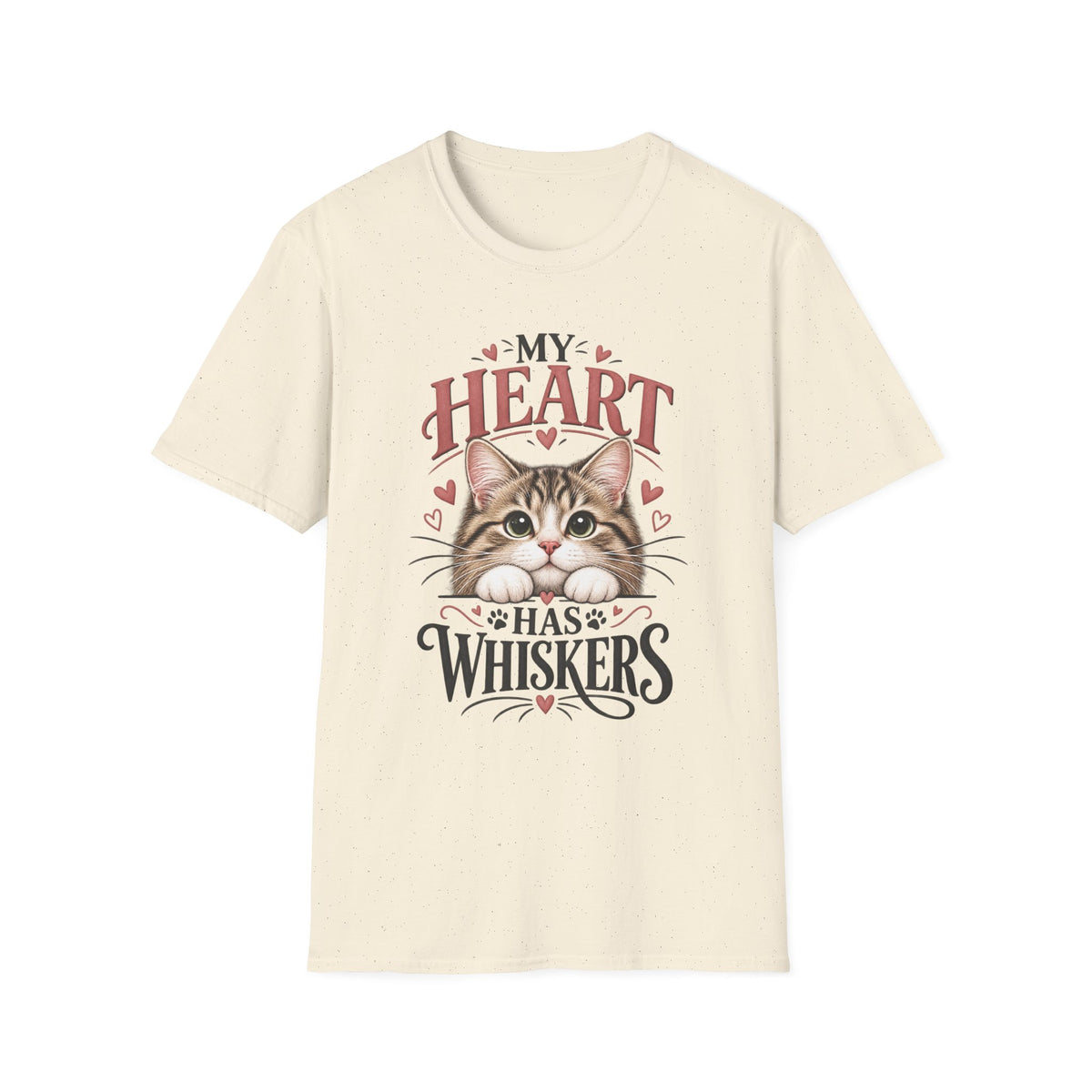 Cat T-Shirt — "My Heart Has Whiskers" Cute Kitten Tee for Cat Lovers