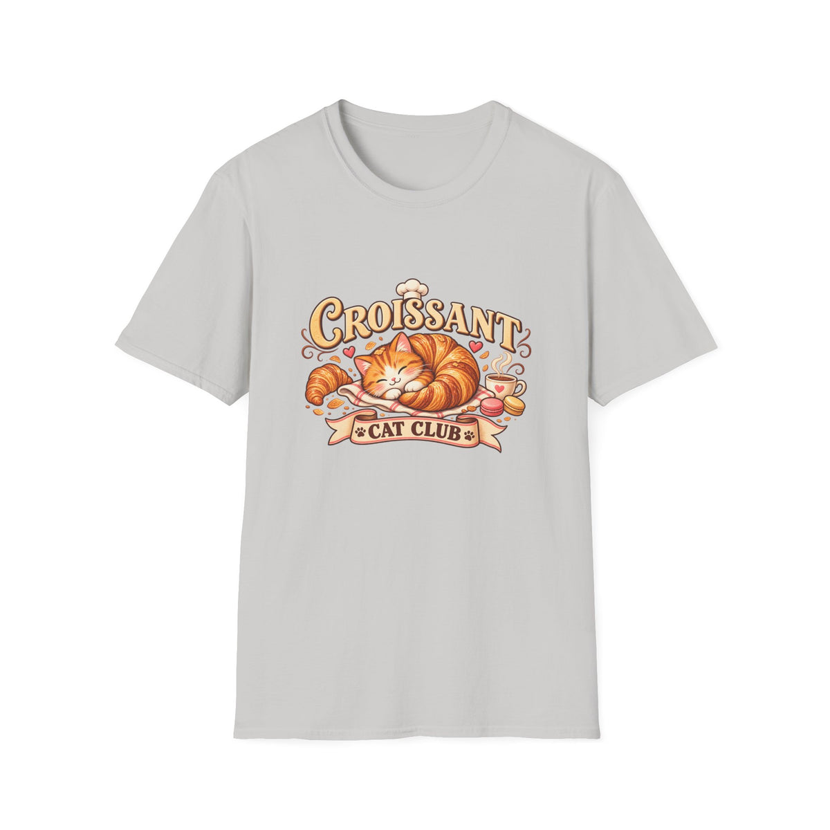 Croissant Cat T-Shirt — Cute Sleeping Cat ‘Croissant Cat Club’ Graphic Tee