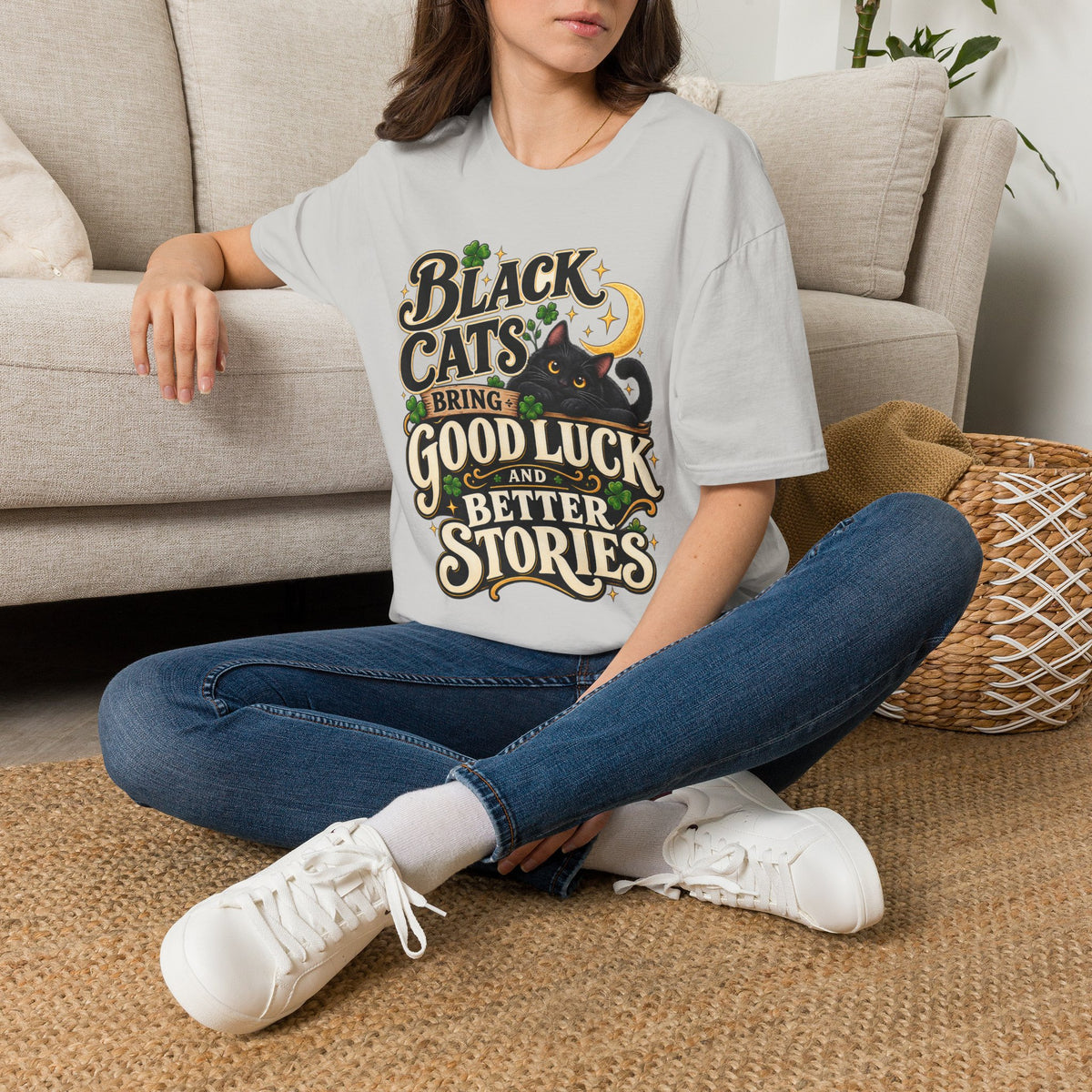 Black Cats Bring Good Luck T-Shirt — Cute Lucky Black Cat Graphic Tee