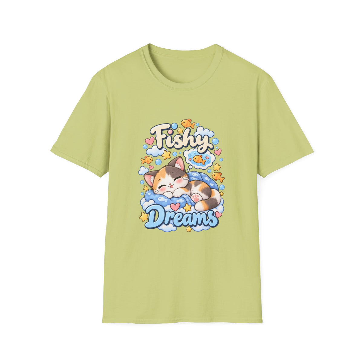 Fishy Dreams T-Shirt — Cute Cat & Goldfish Graphic Tee