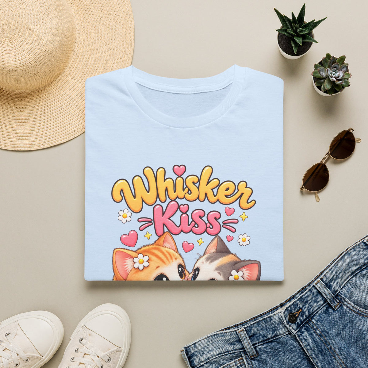 Whisker Kiss T-Shirt — Cute Kissing Kittens Graphic Tee