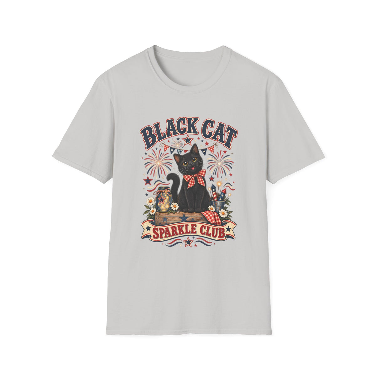 Black Cat Sparkle Club Tee – Cute Retro Cat Graphic T‑Shirt