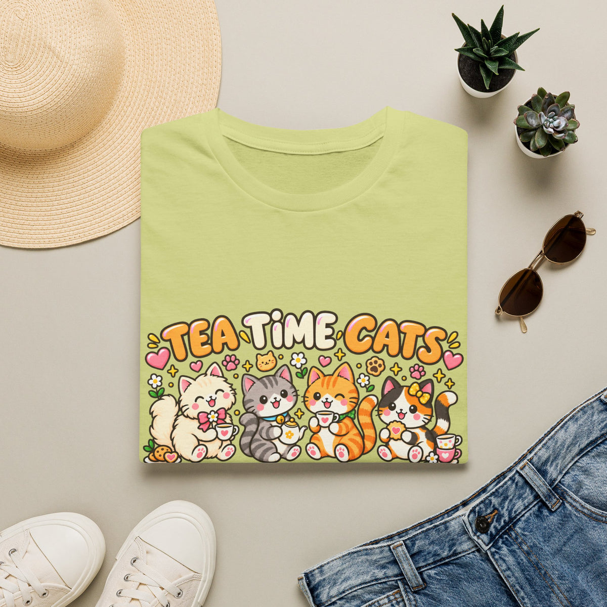 Tea Time Cats T-Shirt — Cute Kawaii Cat Tea Party Graphic Tee