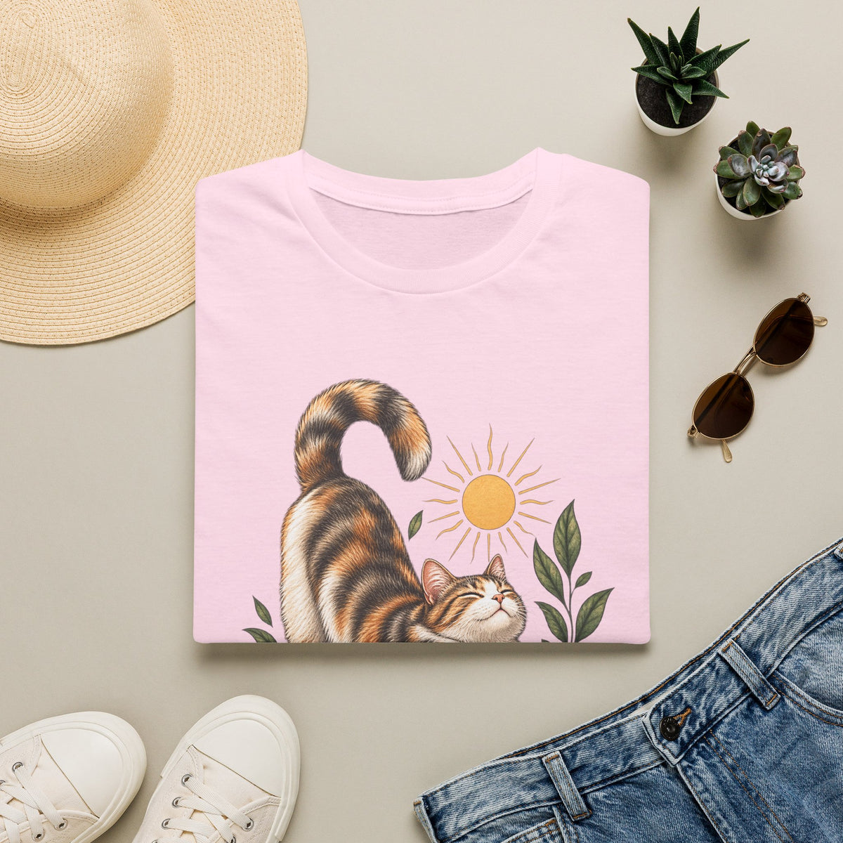 Cat Stretch T-Shirt — Whisker Sunshine Graphic Tee