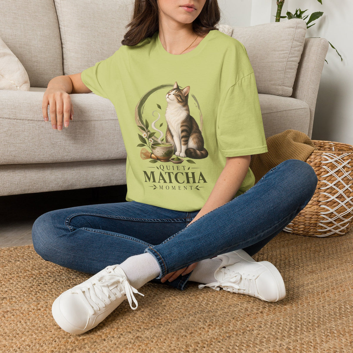 Matcha Cat T-Shirt — Cute Tea Lover Graphic Tee