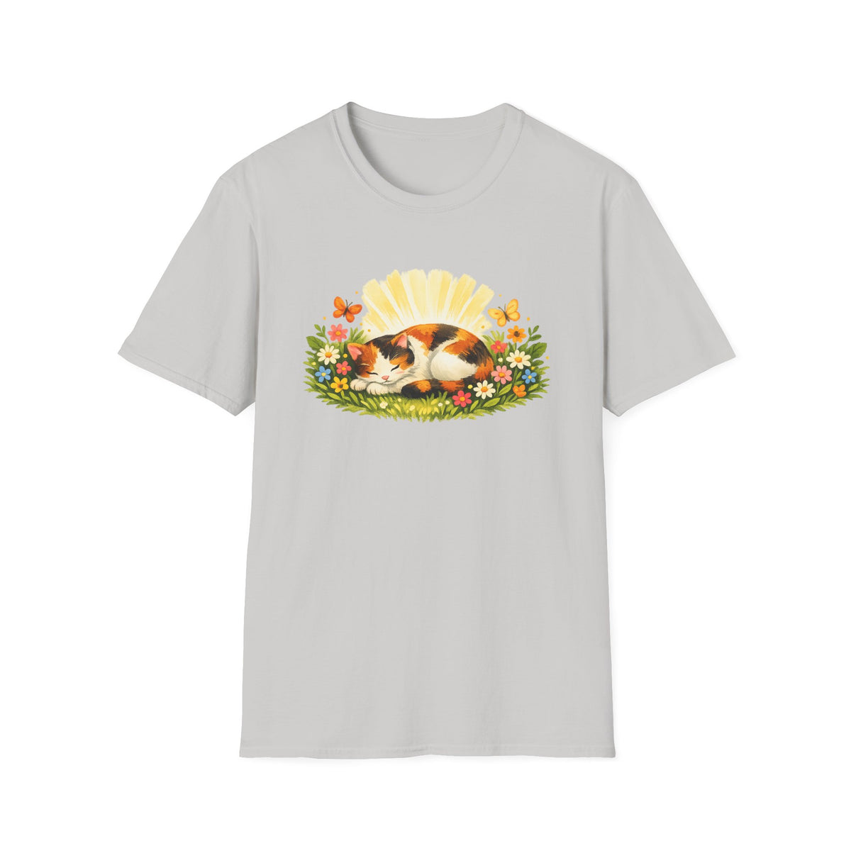 Calico Cat in Wildflower Sunrise T-Shirt