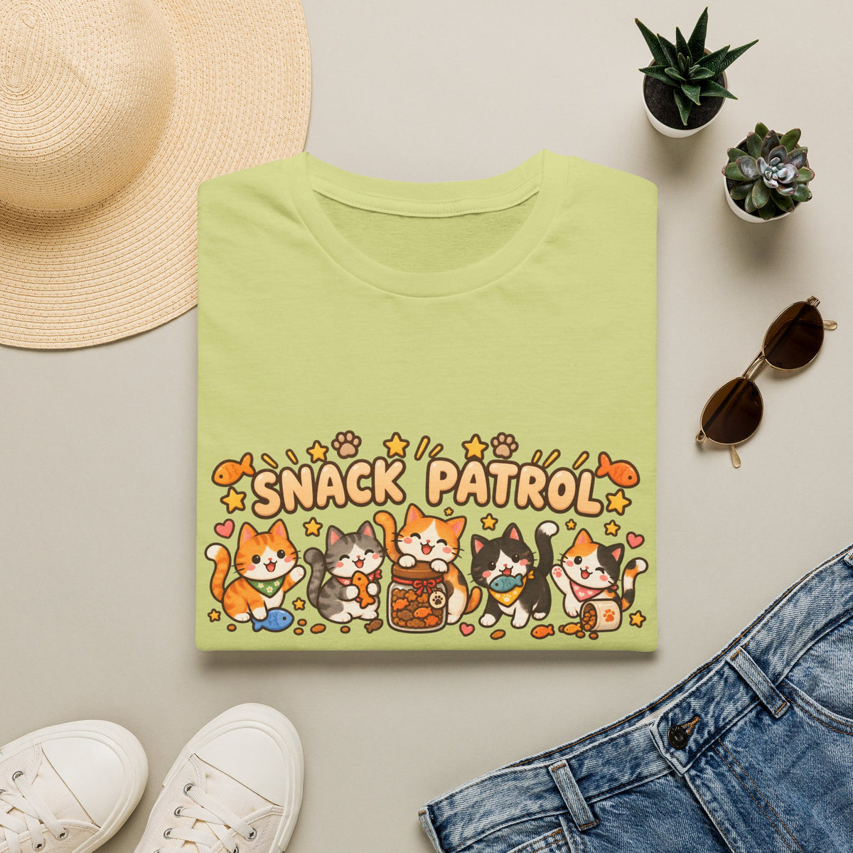 Snack Patrol T-Shirt — Cute Kawaii Cats Holding Snacks