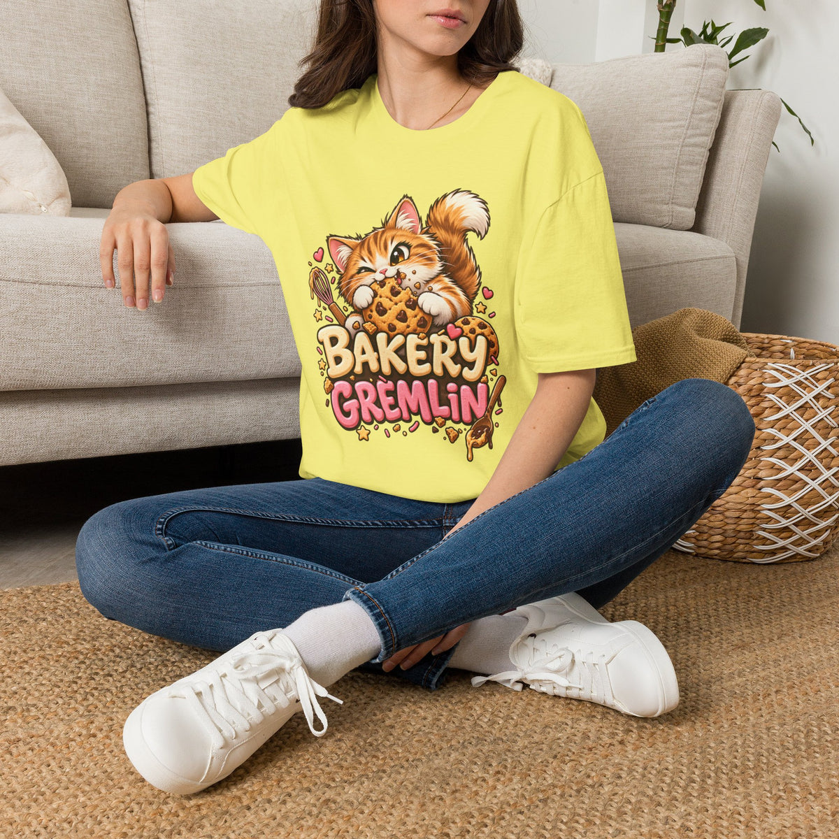 Bakery Gremlin Cat T-Shirt — Cute Cookie-Loving Kitty Graphic Tee