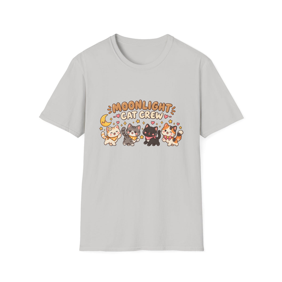 Moonlight Cat Crew T-Shirt — Cute Kawaii Cat Graphic Tee