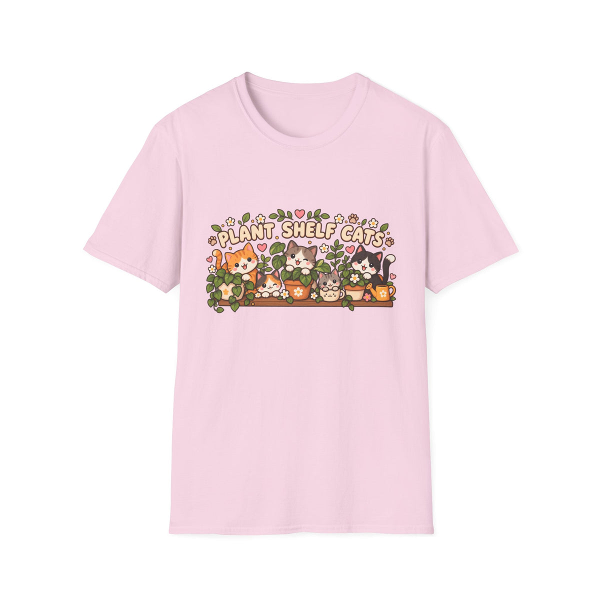 Plant Shelf Cats T-Shirt — Cute Houseplant & Cat Graphic Tee
