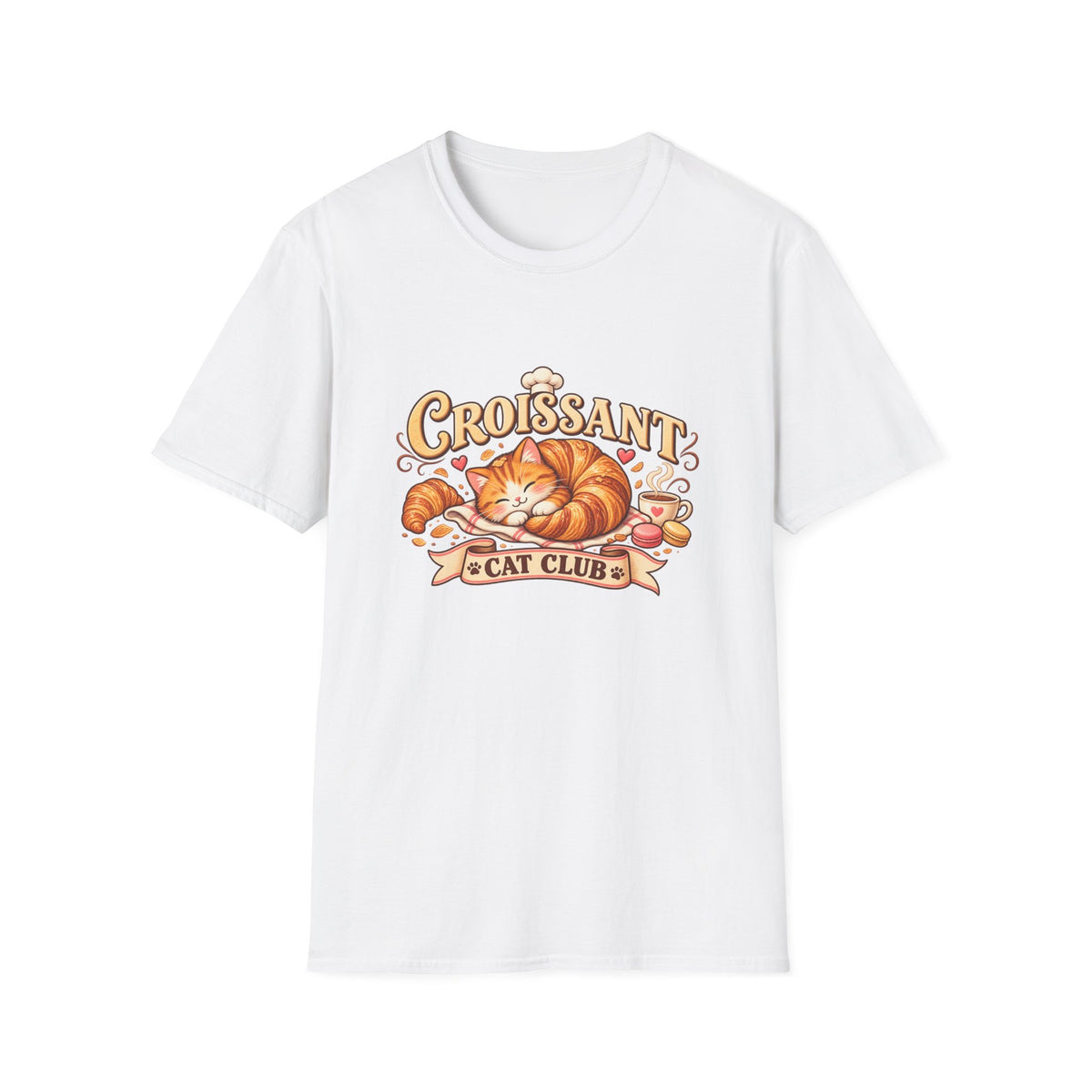 Croissant Cat T-Shirt — Cute Sleeping Cat ‘Croissant Cat Club’ Graphic Tee