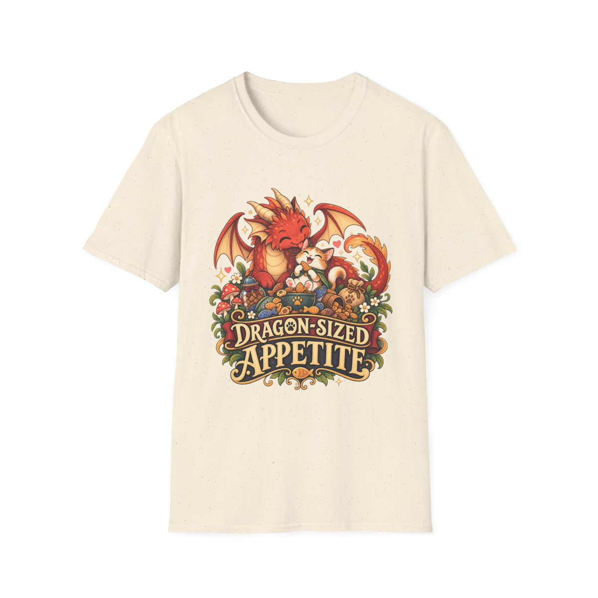 Dragon-Sized Appetite T-Shirt — Cute Dragon with Fox Comfort Tee