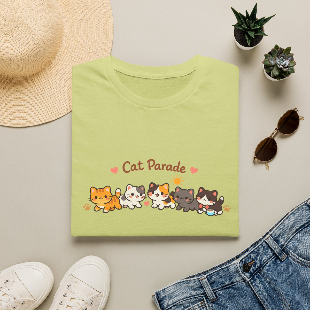 Cat Parade T-Shirt — Cute Kittens Graphic Tee for Cat Lovers