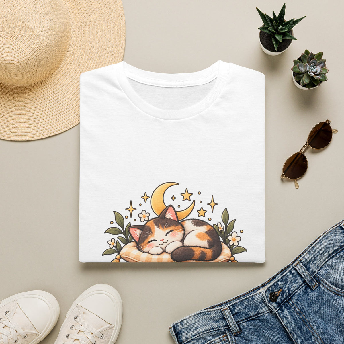 Cat Nap T-Shirt — Cute Sleeping Calico Cat Design