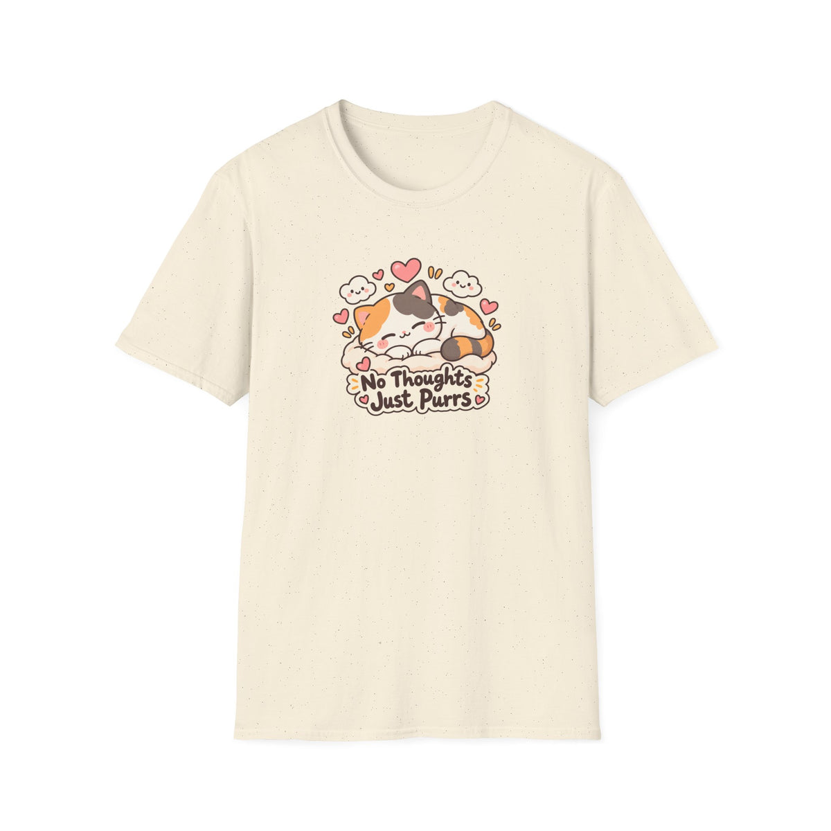 Cat T-Shirt — "No Thoughts Just Purrs" Cute Calico Sleeping Kitty Tee