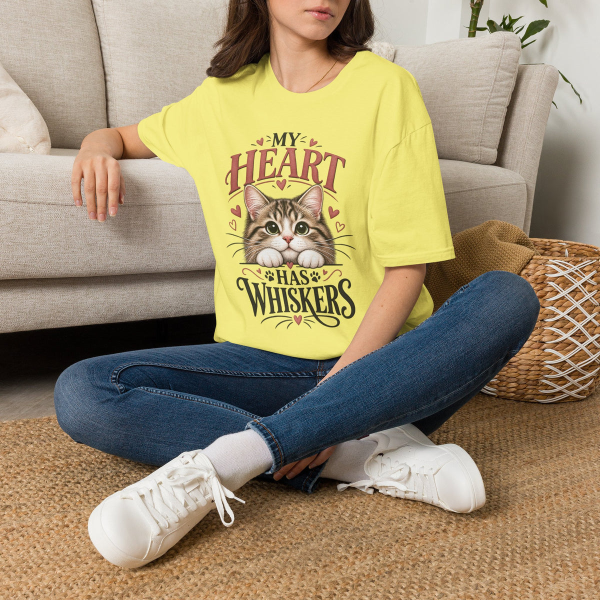 Cat T-Shirt — "My Heart Has Whiskers" Cute Kitten Tee for Cat Lovers