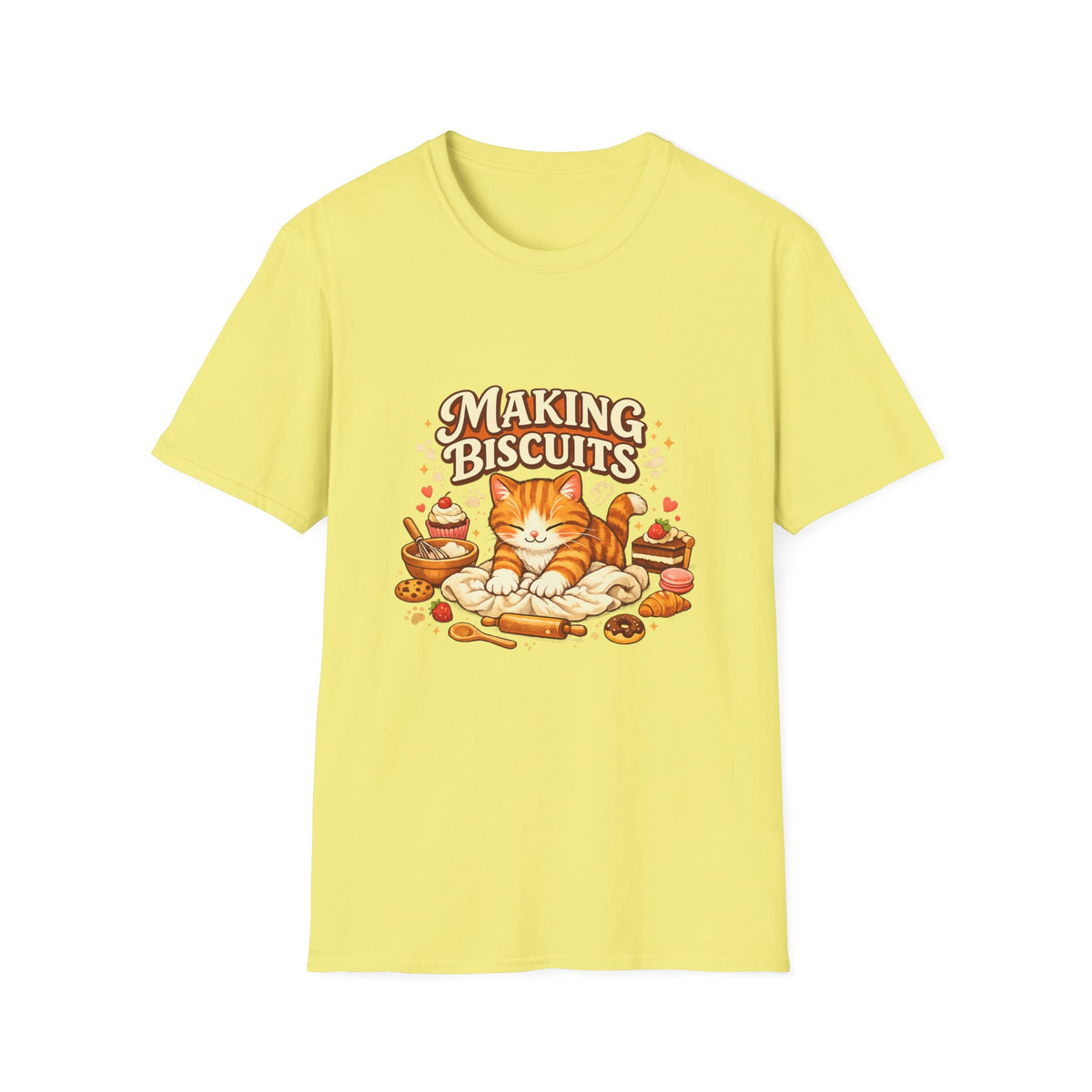 T-Shirt — "Making Biscuits" Cute Cat Graphic Tee — Cozy Cat Mom Gift