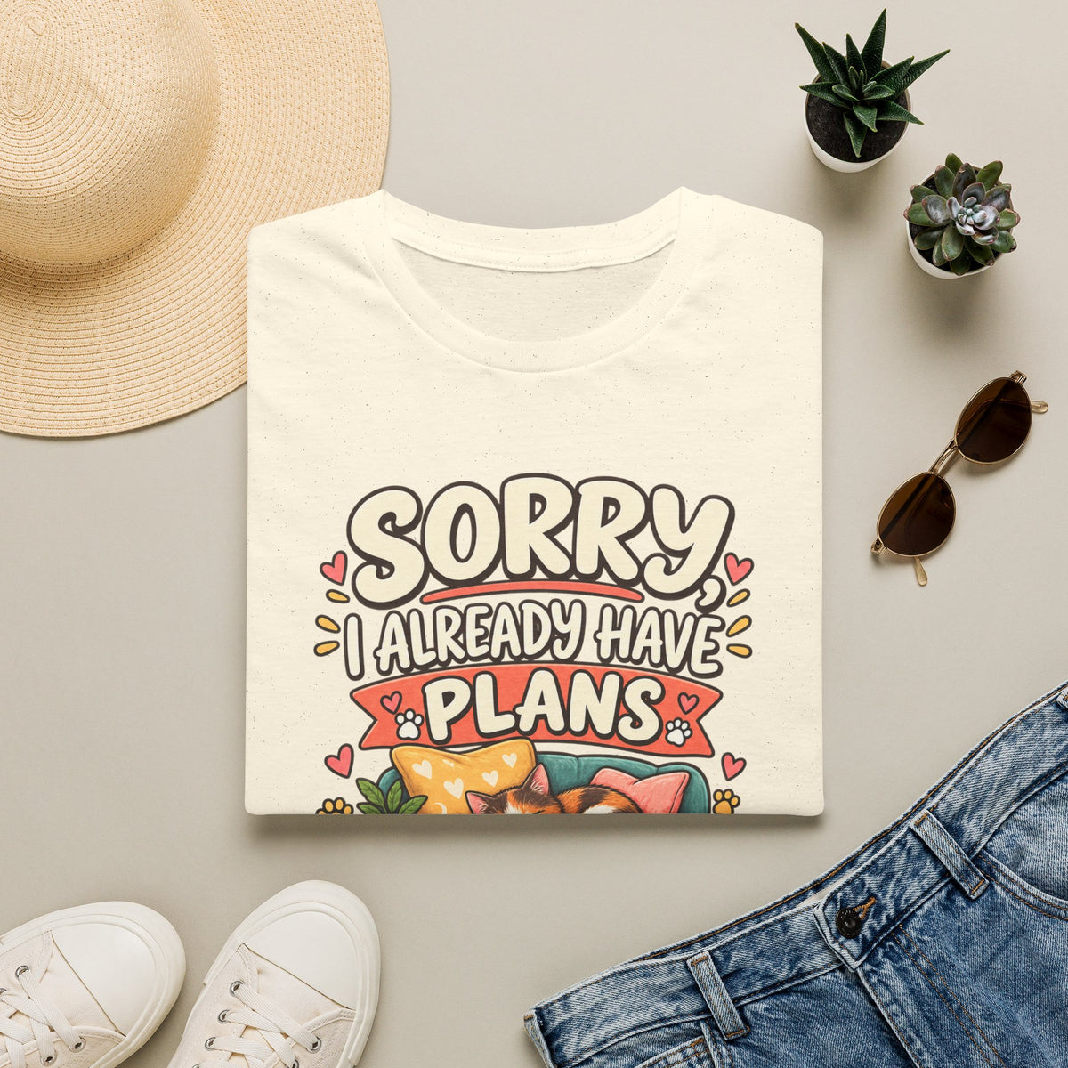 Sorry I Already Have Plans With My Cat T-Shirt — Cute Cat Lover Tee