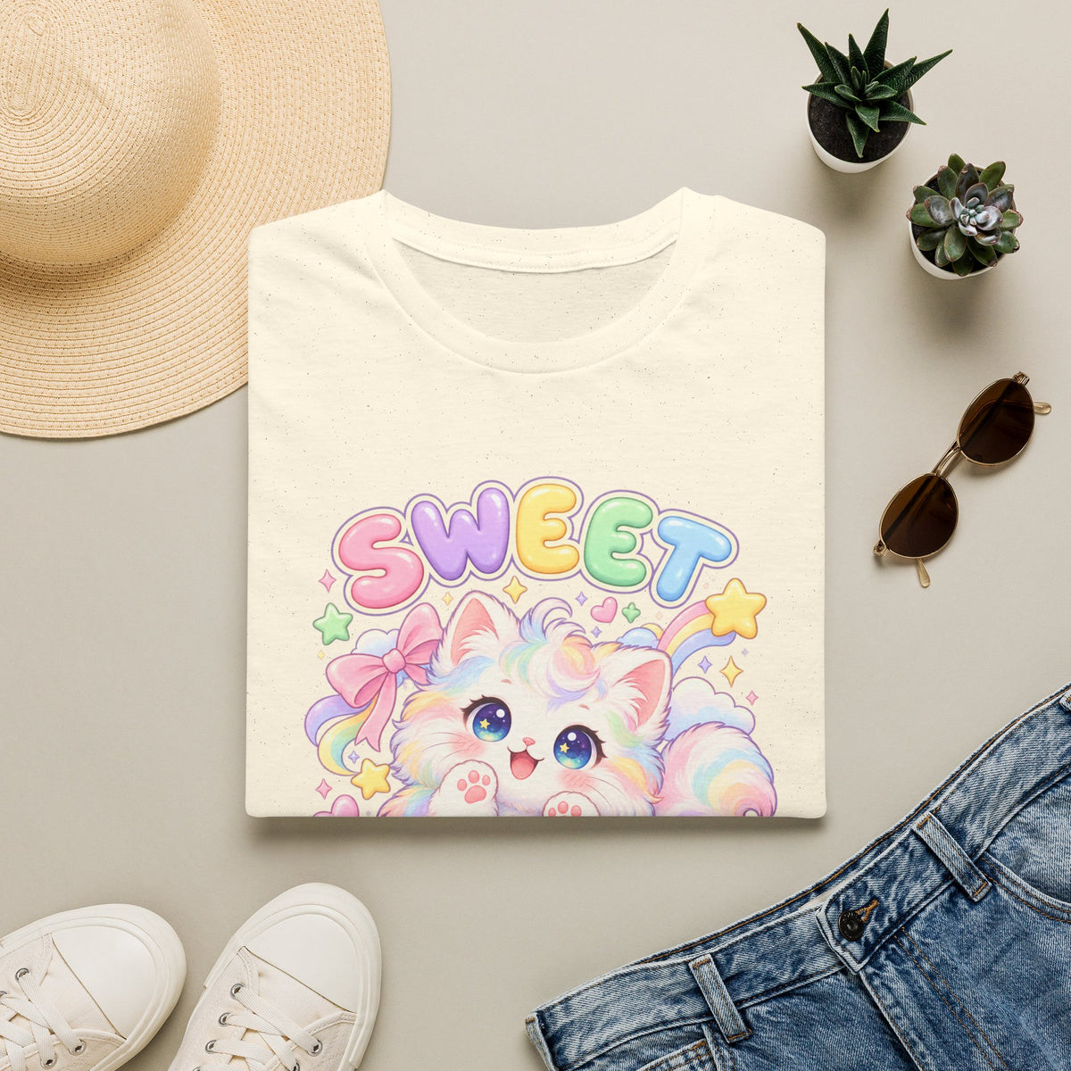 Sweet Paws Cute Pastel Cat T-Shirt