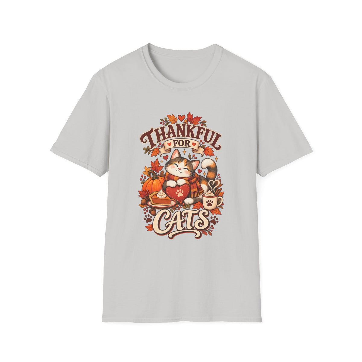 Thankful for Cats T-Shirt — Thanksgiving Fall Cat Lover Tee
