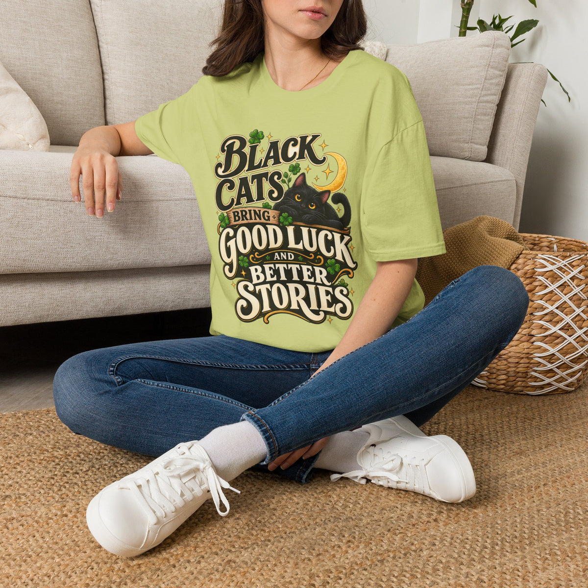 Black Cats Bring Good Luck T-Shirt — Cute Lucky Black Cat Graphic Tee