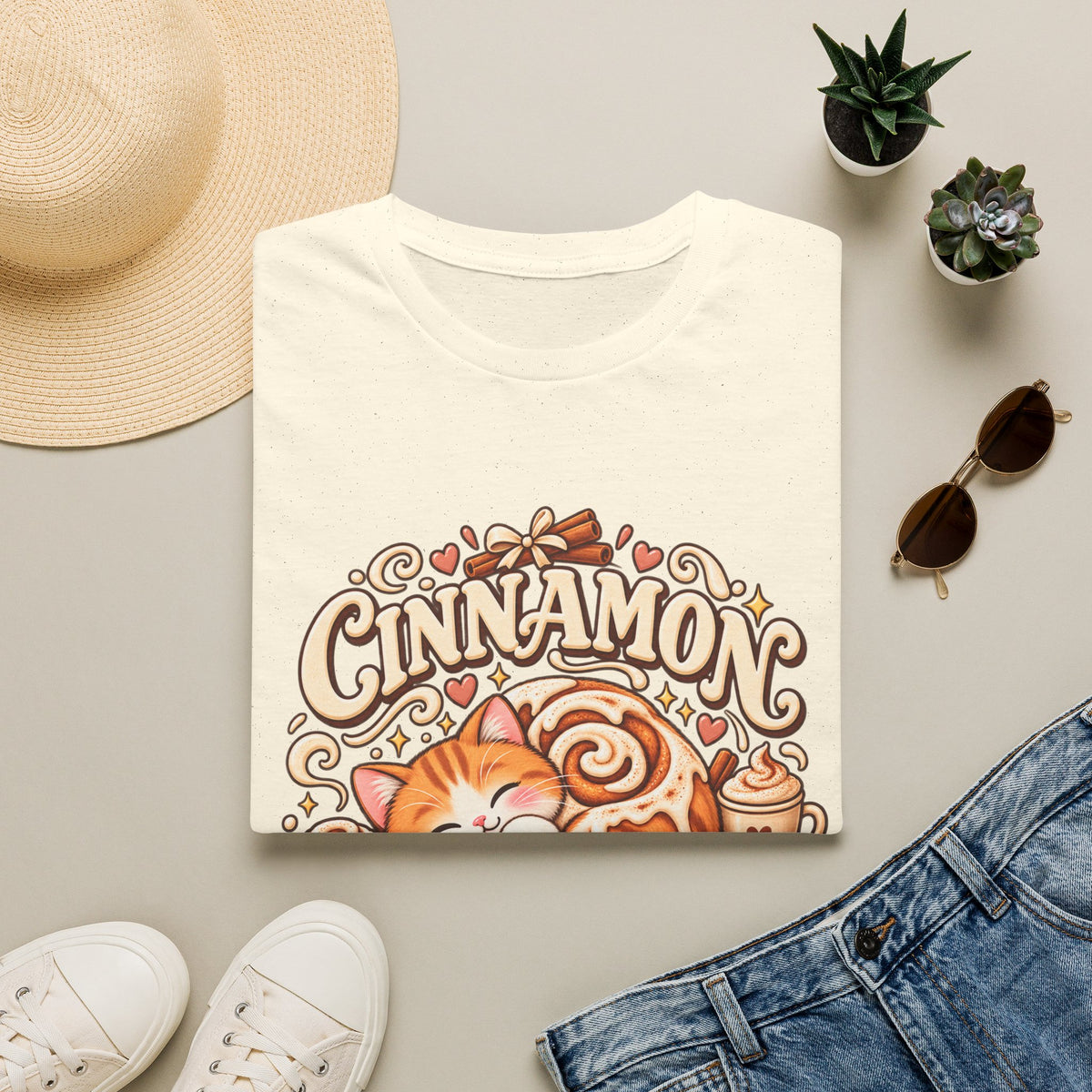 T-Shirt — "Cinnamon Roll Soul" Cute Cat & Pastry Graphic Tee