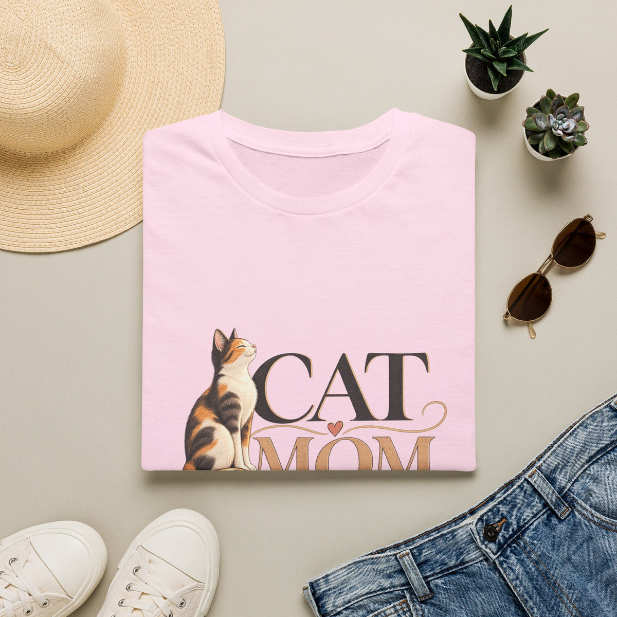 Cat Mom T‑Shirt — Cute Calico Cat Graphic Tee for Cat Lovers