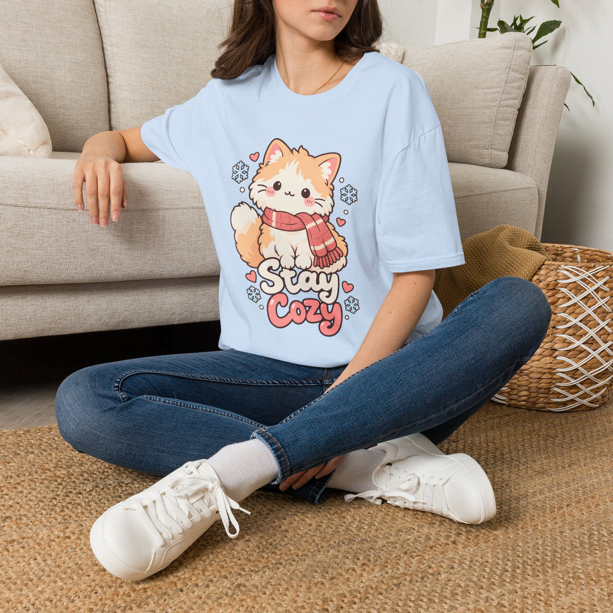 Cozy Cat T-Shirt — "Stay Cozy" Winter Kitten Graphic Tee