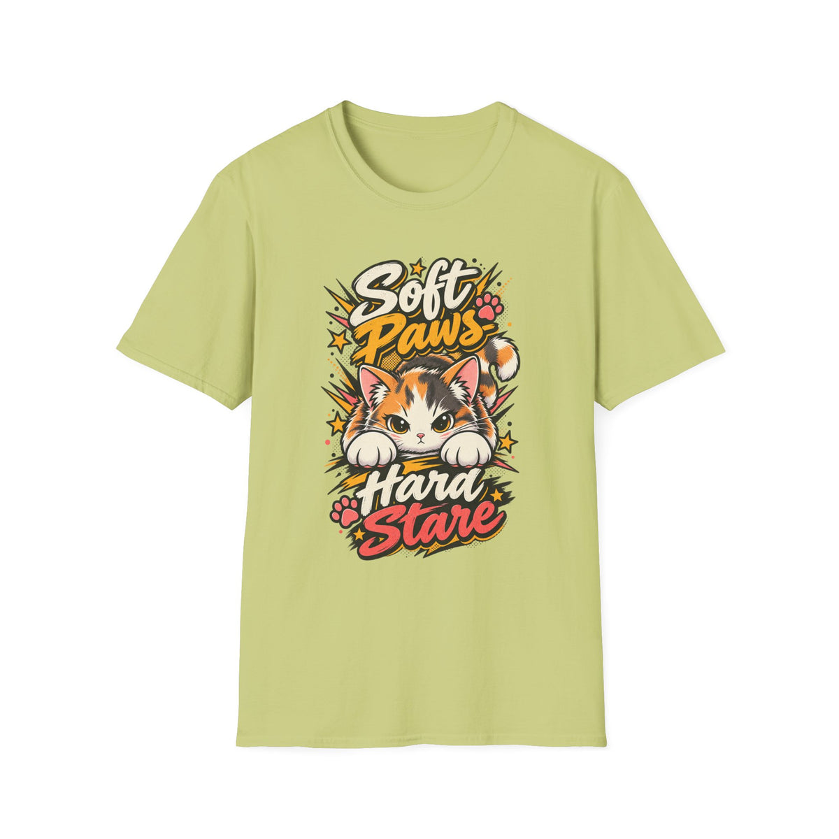 Soft Paws Cat T-Shirt — "Soft Paws, Hard Stare" Cute Cat Graphic Tee