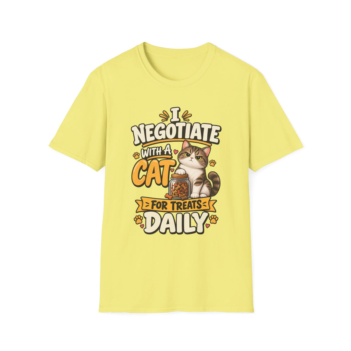 Cat Negotiator T-Shirt — "I Negotiate With A Cat For Treats Daily" Cute Cat Lover Tee