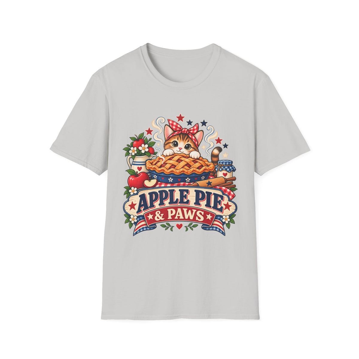 Apple Pie & Paws T-Shirt — Cute Cat Baking Graphic Tee