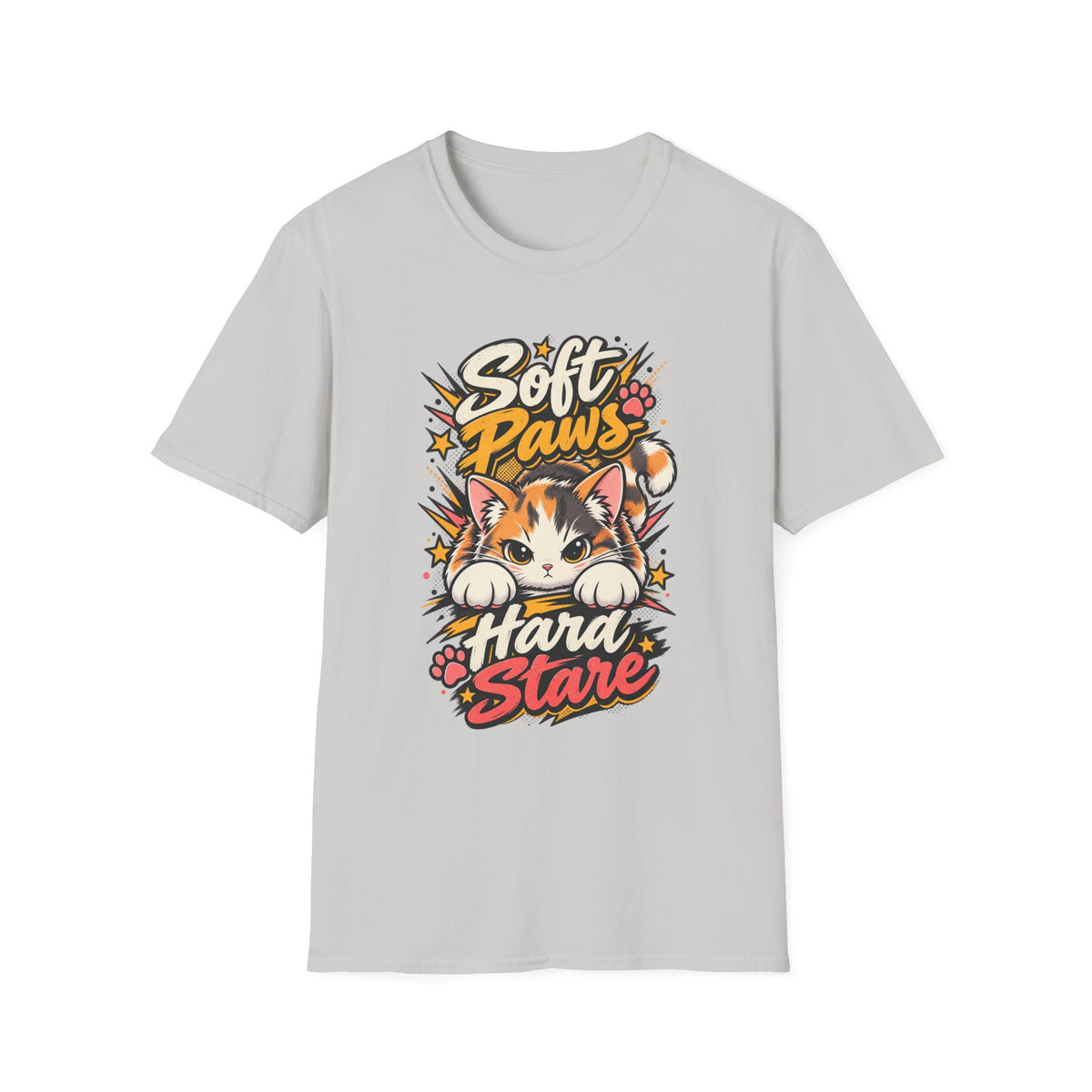Soft Paws Cat T-Shirt — "Soft Paws, Hard Stare" Cute Cat Graphic Tee