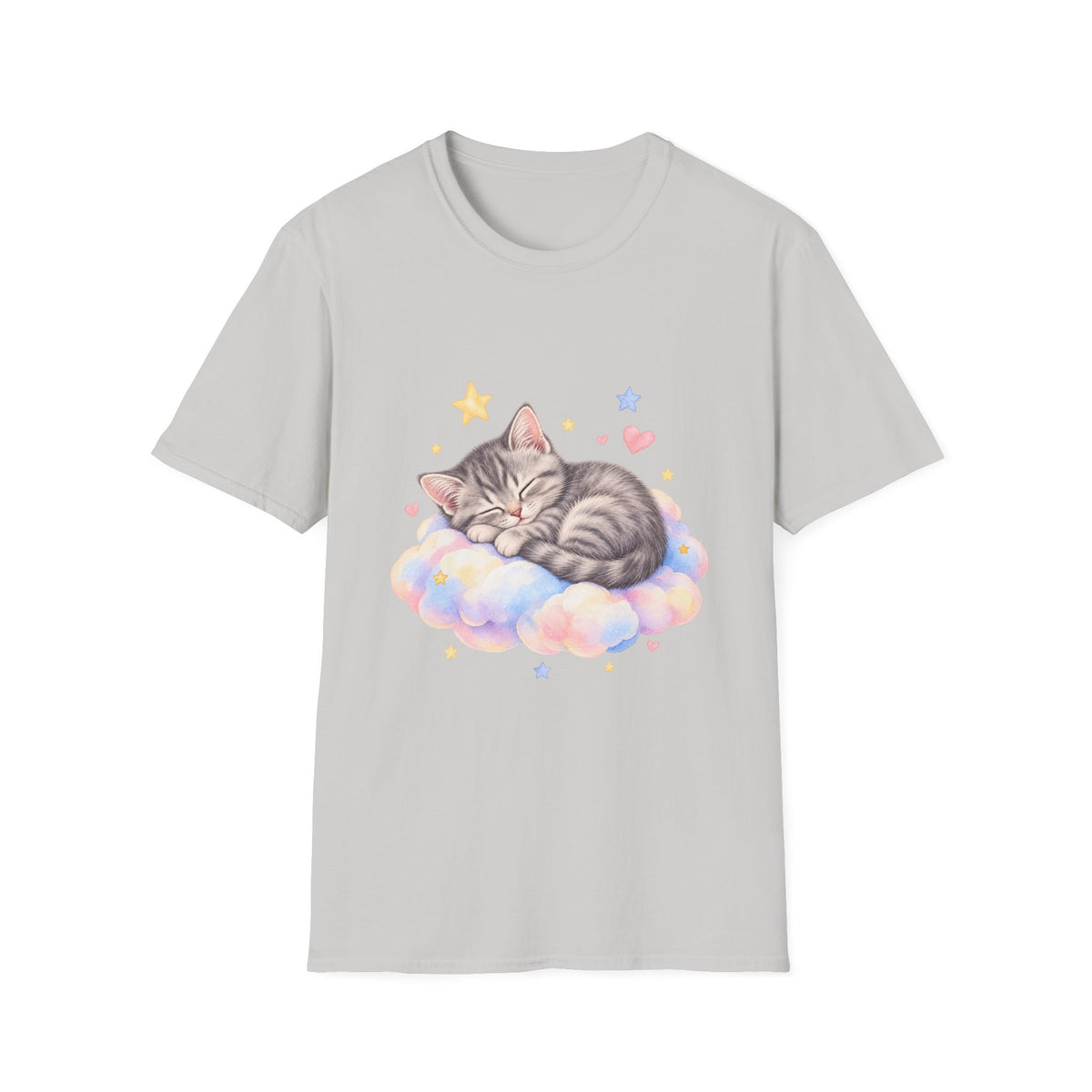 Sleeping Kitten T-Shirt — Cute Pastel Cat on Cloud Tee