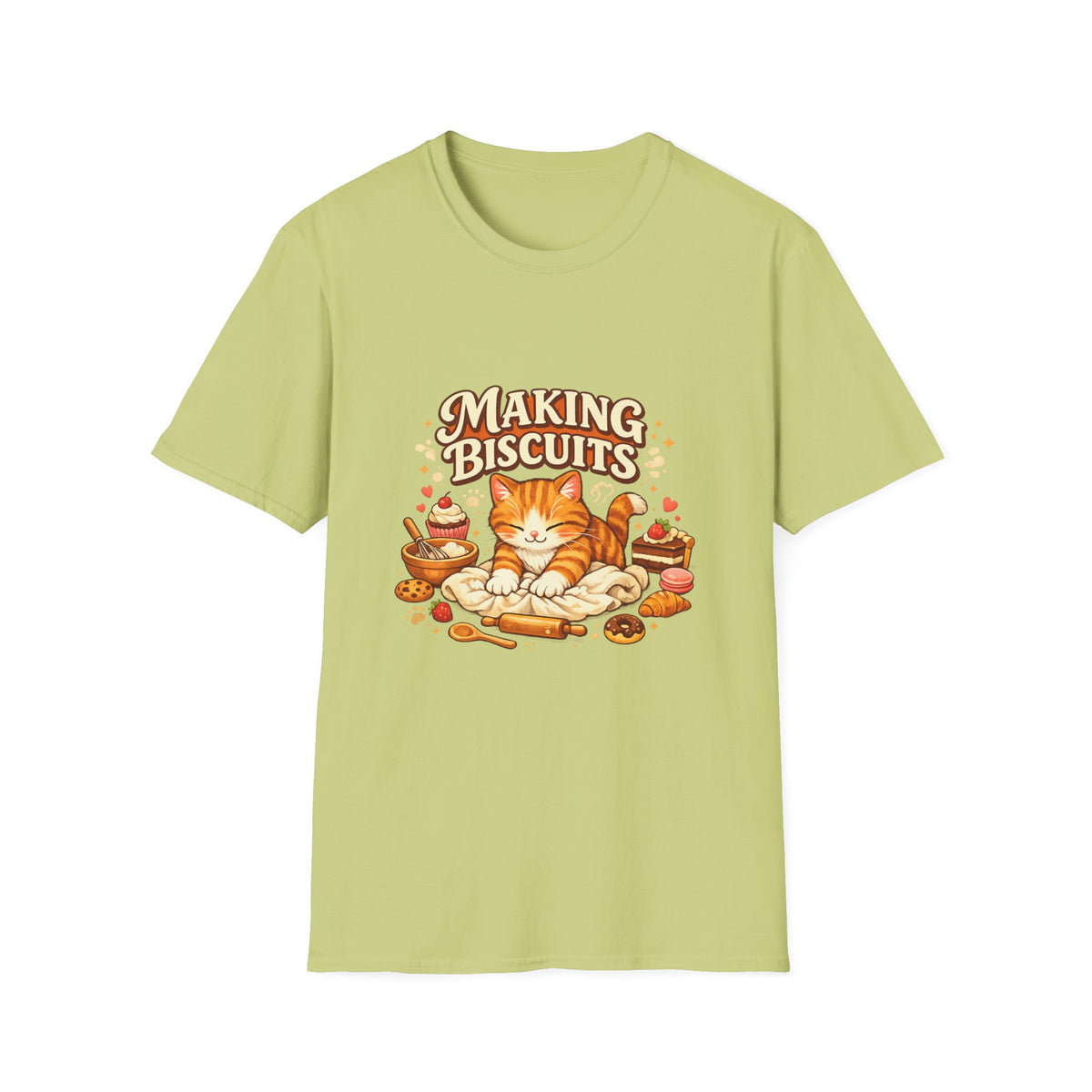 T-Shirt — "Making Biscuits" Cute Cat Graphic Tee — Cozy Cat Mom Gift