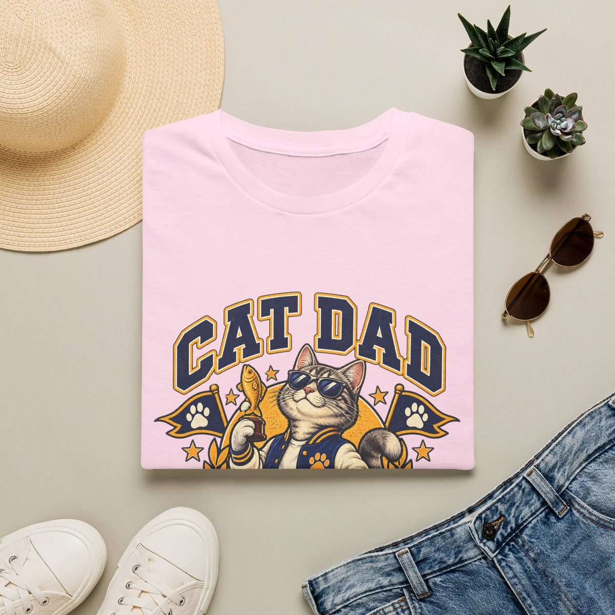 Cat Dad T-Shirt — Retro Athletic Cat Dad Graphic Tee