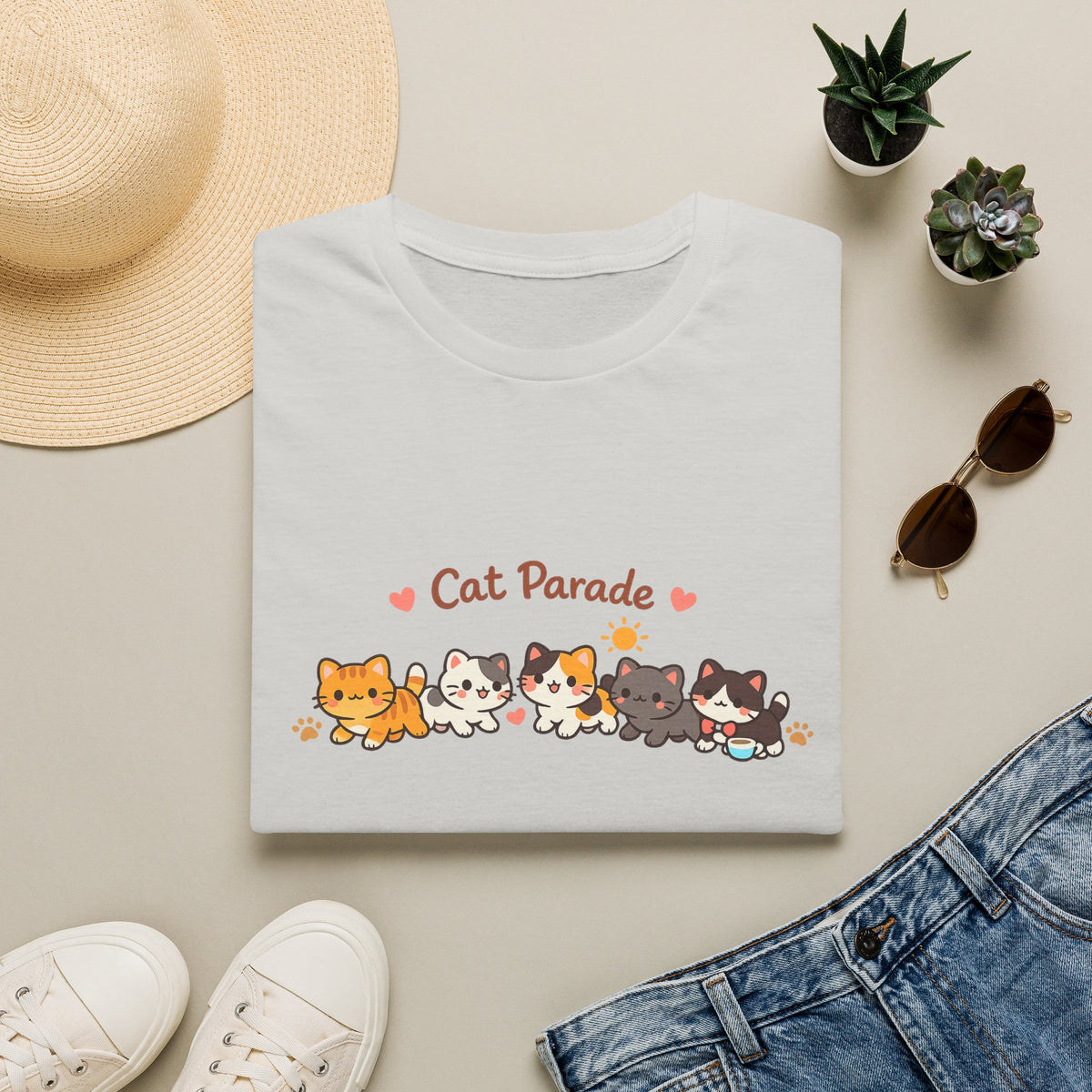 Cat Parade T-Shirt — Cute Kittens Graphic Tee for Cat Lovers