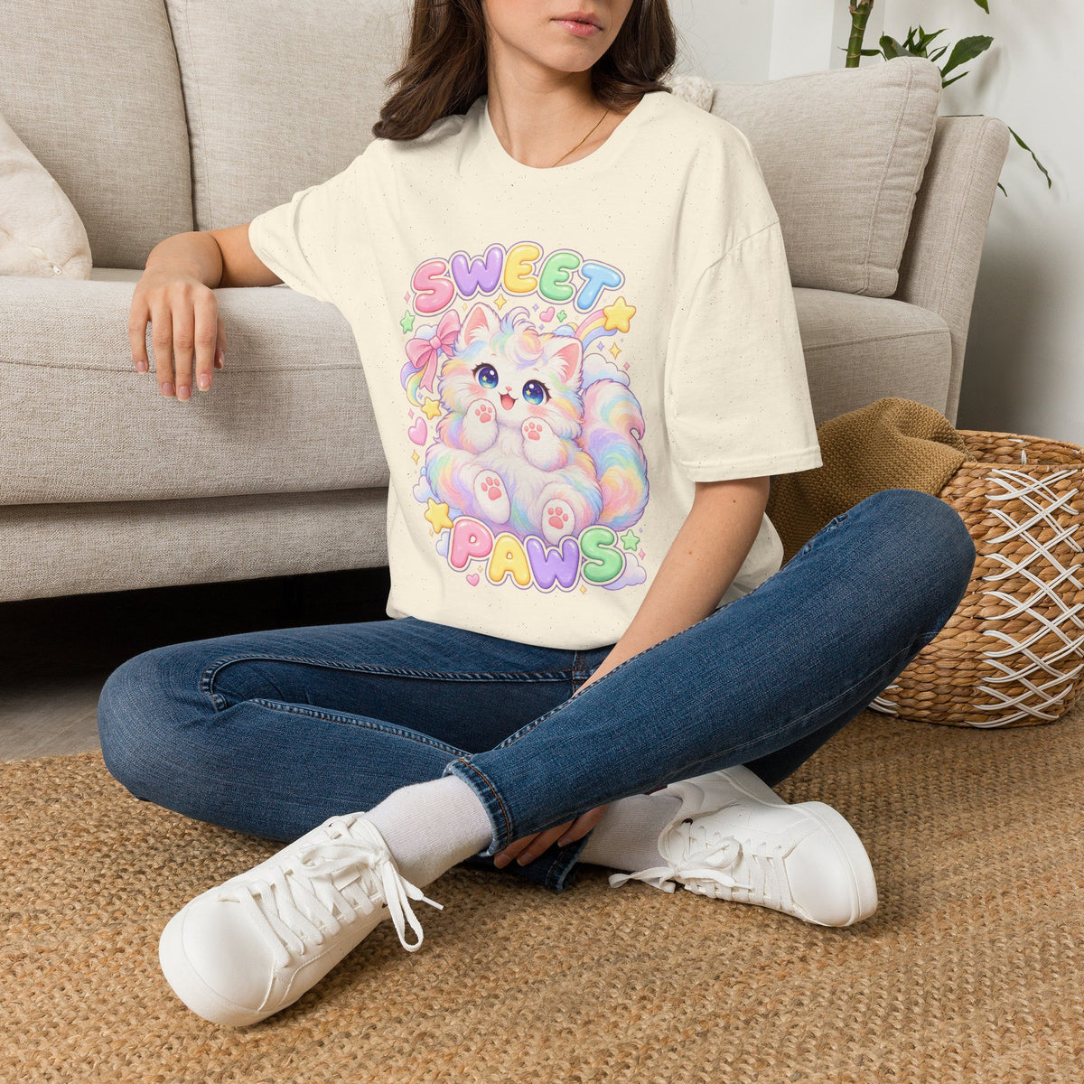 Sweet Paws Cute Pastel Cat T-Shirt