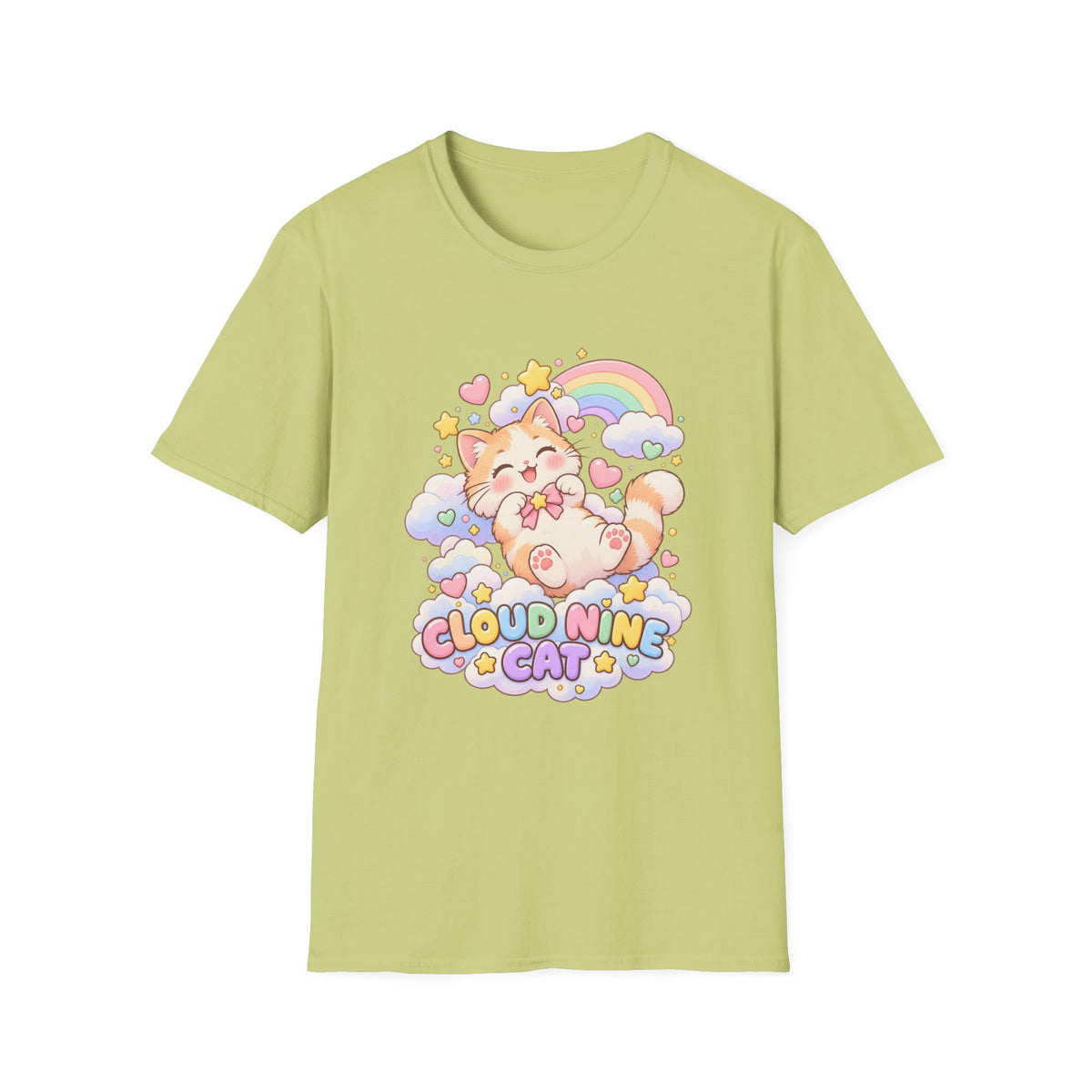 Cloud Nine Cat T-Shirt — Cute Rainbow Kitty Graphic Tee