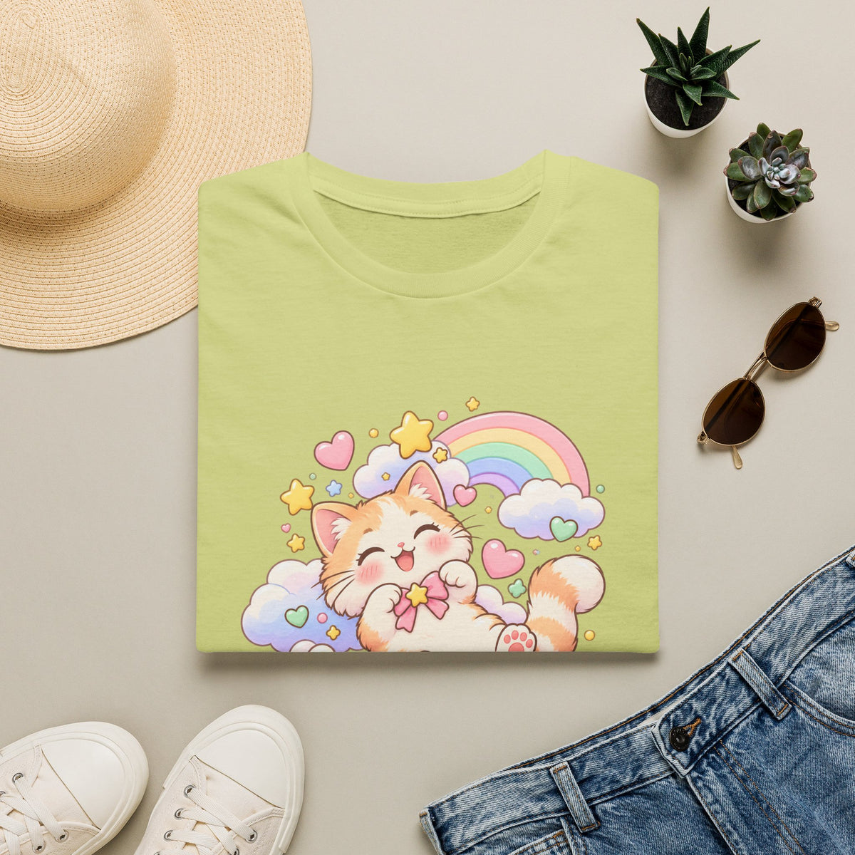 Cloud Nine Cat T-Shirt — Cute Rainbow Kitty Graphic Tee