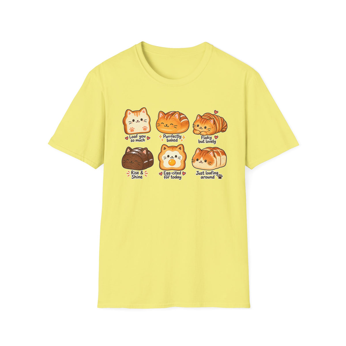Cat Bread T-Shirt — Cute 'Loaf You So Much' Kawaii Bakery Cat Design