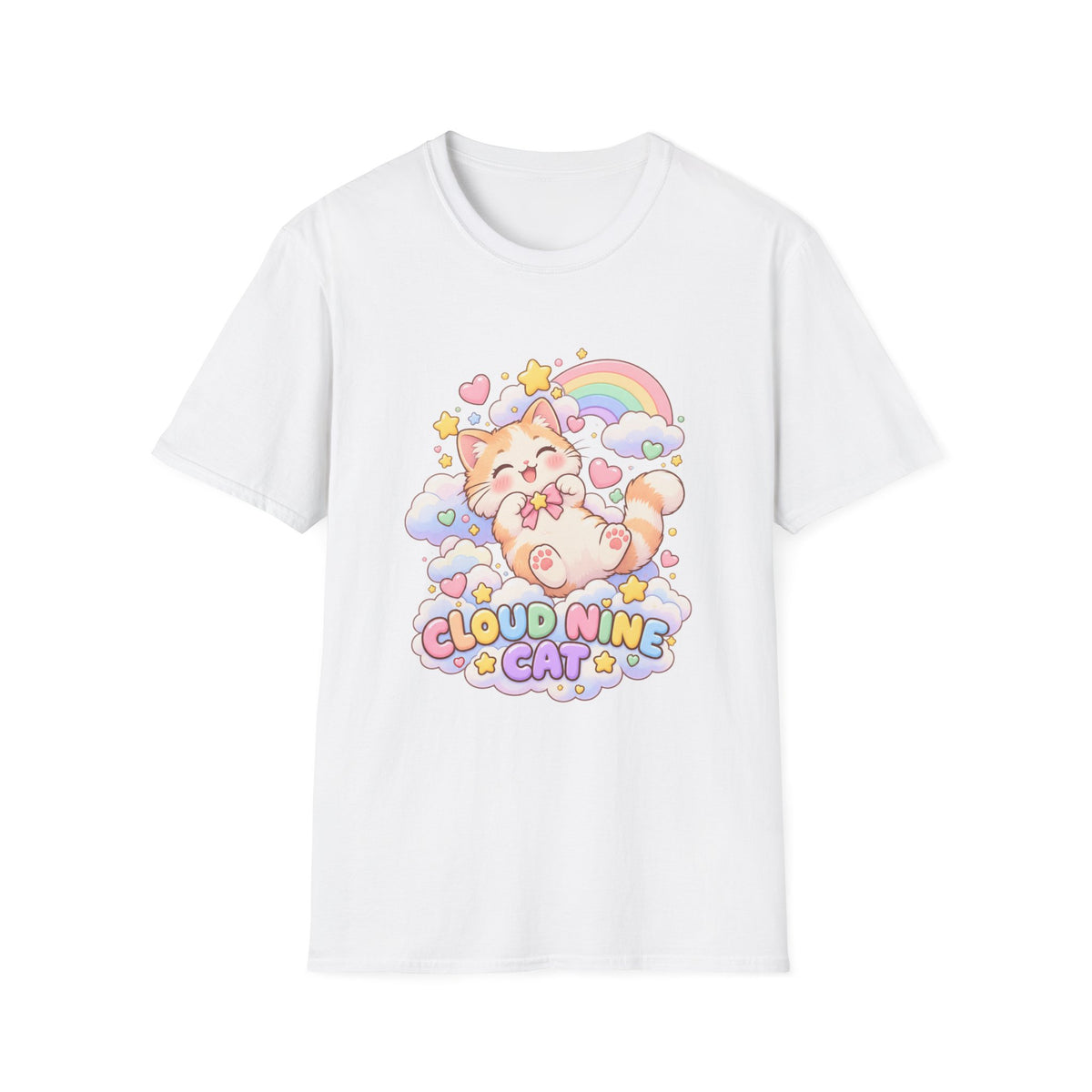 Cloud Nine Cat T-Shirt — Cute Rainbow Kitty Graphic Tee