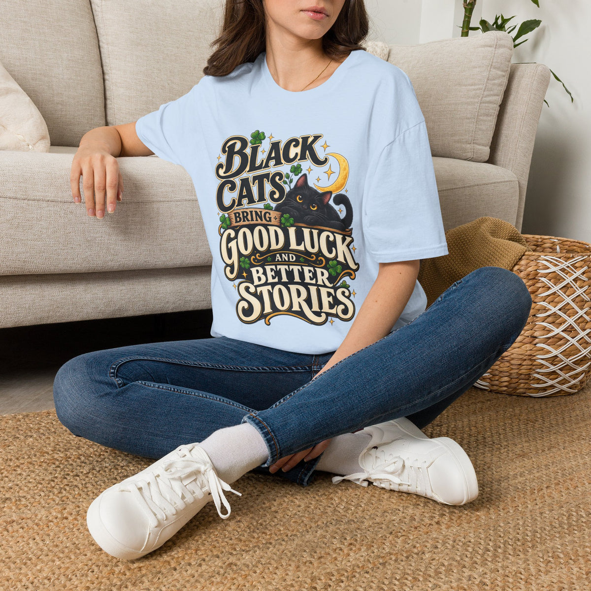 Black Cats Bring Good Luck T-Shirt — Cute Lucky Black Cat Graphic Tee